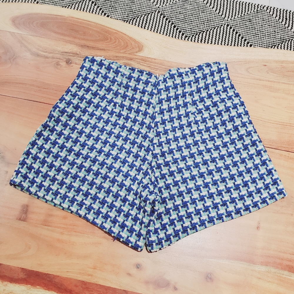 Designer- Giorgia Giannini Italian Made Tweed Plaid High Waisted Shorts- Rare - Picture 2 of 13